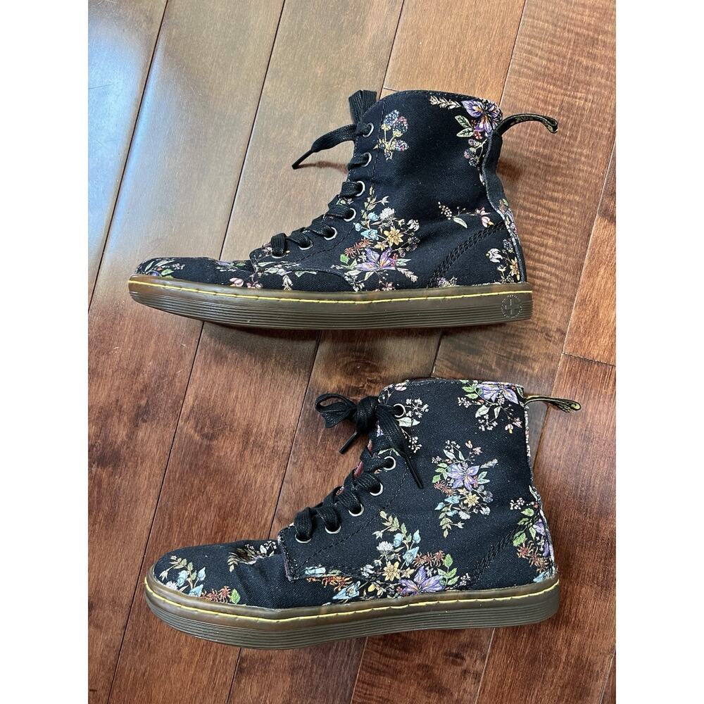 New Dr Martens Hackney Boots Women’s Sz 6 Floral Black Canvas High Top AW004 - Picture 7 of 7
